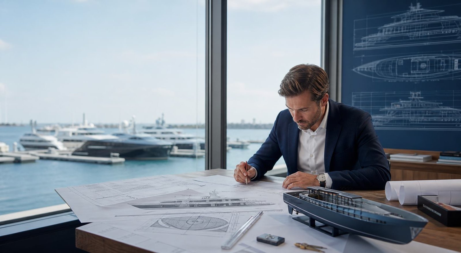 Generated naval architecture planning scene